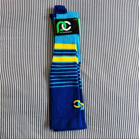Pro Compression Marathon socks in Paradise Blue. Size Unisex L/XL. - Picture 2 of 3